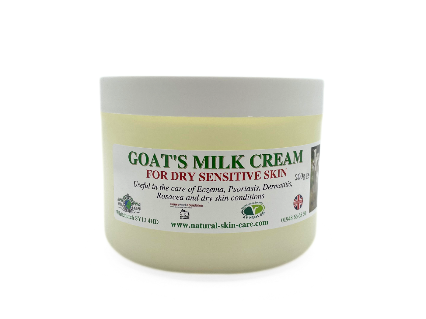 Goats Milk Cream Jar useful in the care of Eczema Psoriasis Dermatisis Rosacea and dry skin conditions