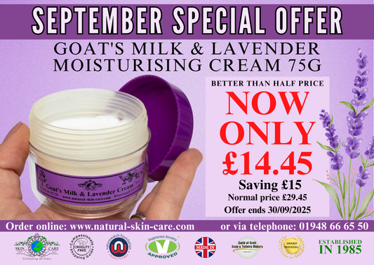September Special Offer: Goats Milk & Lavender Moisturising Cream
